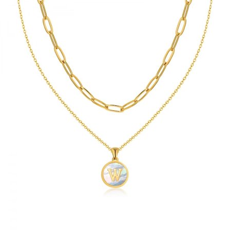 Flerskiktat halsband för kvinnor och flickor | Halsband med lager av gemkedjor | Halsband med berlock i form av en skiva | Fashion Jewelry