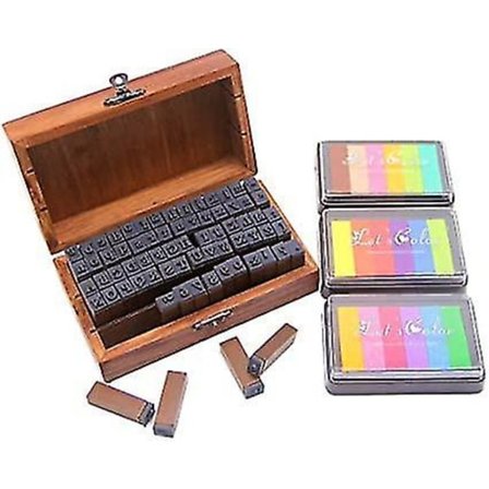 Træstempel Sæt 70 stk. Stempler 3 stk. Farvestempelpude