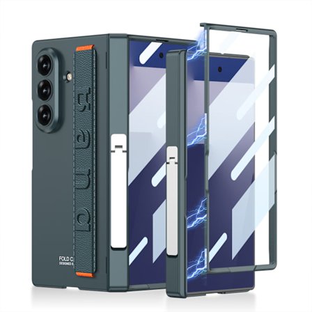 Skal för Samsung Z Fold 7, med Ställ / Fingerrem (Grön)