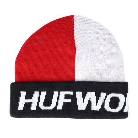 HUF - Rot cuff Mütze - Street Block Beanie Red/White Cuff @ Hatstore