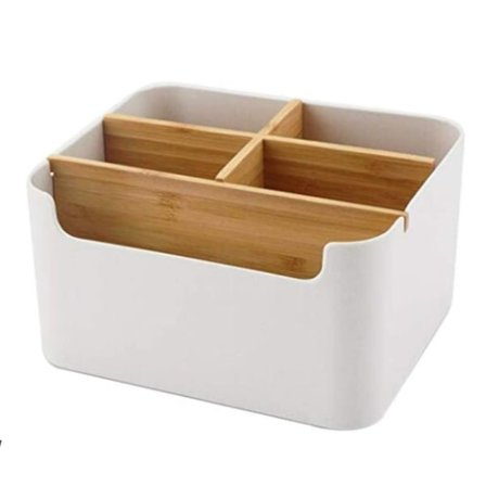 Skrivebordsarrangør i tre for skrivebordsoppbevaring