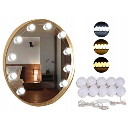 10 kpl LED-lamppuja meikkipeiliin meikkipöytään - Kiinnitetään peilin ympärille_YF_YF