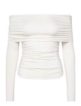 Weekday Folded Off Shoulder Long Sleeve Top - White - L