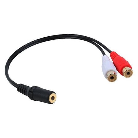 Guldpläterad 3,5 mm hona till 2 hona-uttag Stereo Adapter Ljudsplitter RCA (15 cm)
