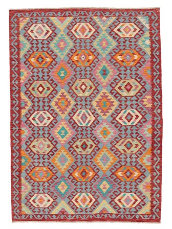 Hand Woven Kilim Afghan Old Style Rug 174X246 Dark Red/Brown