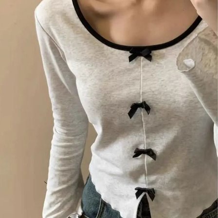Bow Cropped Top Långärmad T-shirt S