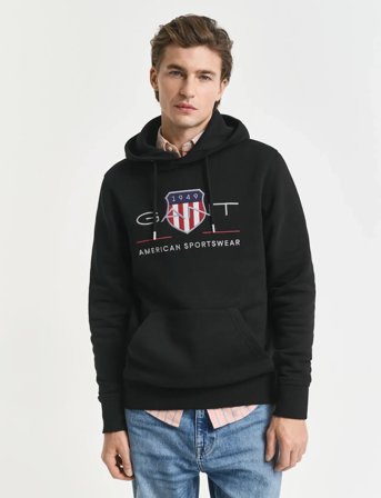 GANT Reg Archive Shield Hoodie - Black - XXL