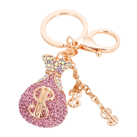 Dollar Symbol Shape Keychain Keyring Sparkling Crystal Rhine