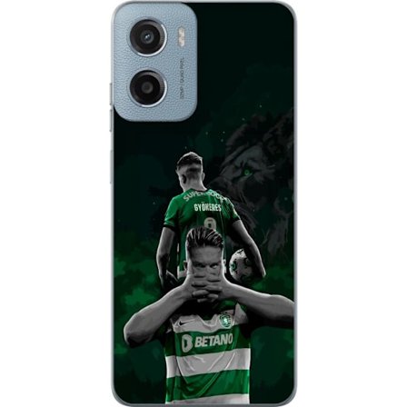 Yhteensopiva Puhelinkuori Motorola Moto G05 Neonmotiivi, jossa teksti "Gaming is in my DNA" sinisenä ja punaisena tiiliseinällä, jossa loistava DNA-sp