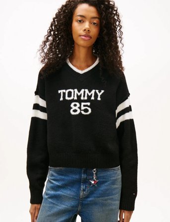 Tommy Jeans Tjw Tommy 85 Varsity Sweater Ext - Black - XL