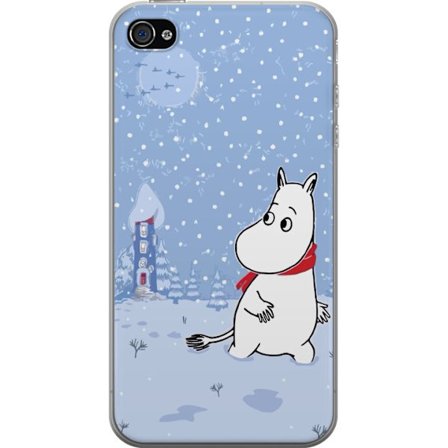 Kompatibel Mobilcover til Apple iPhone 4 Står i et stille vinterlandskab med snefald, blå toner og måne, hvor den rolige stemning skaber en blød og vi