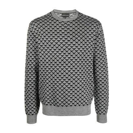 Emporio Armani, Round-Neck Knitwear Grijs, Heren, Maat:M