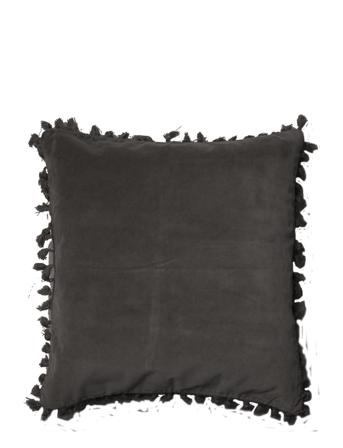 Cushion Cover Velvet Cotton W Fringe Home Textiles Cushions & Blankets Cushion Covers Svart C'est Bon