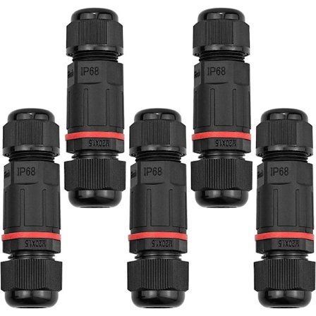 5 stk Vanntette Koblingsbokser, IP68 Utendørs Elektrisk Kobling, Huskoblinger og Utendørs Elektrisk Kabel Ø 1-13mm - Svart