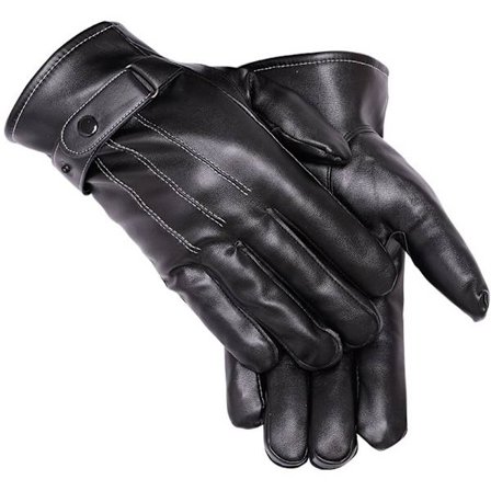 Læderhandsker, til mænd, varme, vinter, udendørs, afslappede, skridsikre, egnet til touchscreen og apps, uldforing, bløde, vindtætte