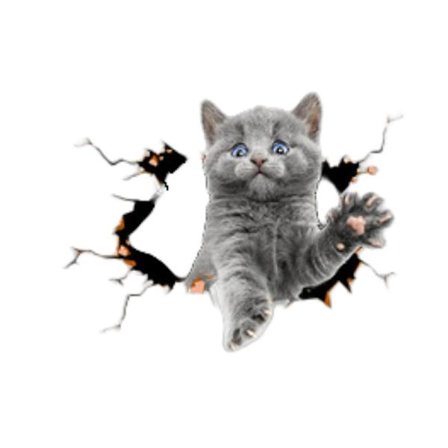 Kreativa Bil 3D Stereo Liten Grå Katt Klistermärken (2-pack) - Söta Kattungar för Bilkaross Dekoration