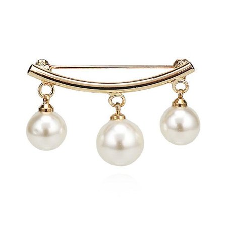 Kvinnors brosch pin faux pärla dingla pärlor krage slag brosch pin kläder smycken