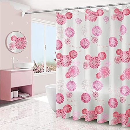 1 stk dusjforheng - 180 x 200 cm - Rosa blomstermønster