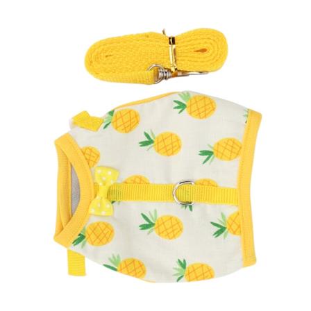 Mini Pets -valjaat ja talutushihnasetti, säädettävä marsuille, pienille eläimille, vaatteet, L, keltainen ananas