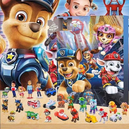 Julekalender 2025 Paw Patrol 24-dele sæt med dukker og legetøj 24-dages nedtællingskalender blind box