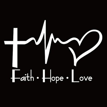 Faith Hope Love Vinyl Bildekal Tecknad Jesus Christian Religiou Bibelsymbol