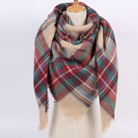 De syv farver kvinders store ternede tørklæde i akryl uld lang W