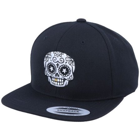 Calaveras - Svart Keps - Gold Tooth Skull Black Snapback @ Hatstore
