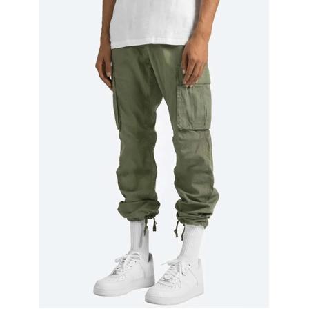 Herr Bekväma Arbetskläder Bomull Linne Multificka Casual Lös Baggy Långa Cargobyxor Green 3XL