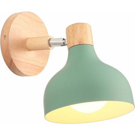 Retro indendørs væglampe justerbar væglampe træ metal vægspot lys til køkkenø bar cafe grøn