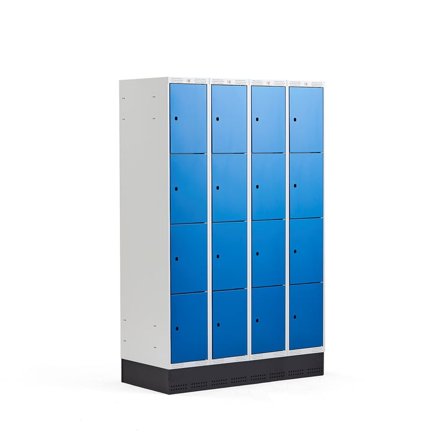 4 door locker CLASSIC, skirting base, 4 modules, 1890x1200x550mm, blue