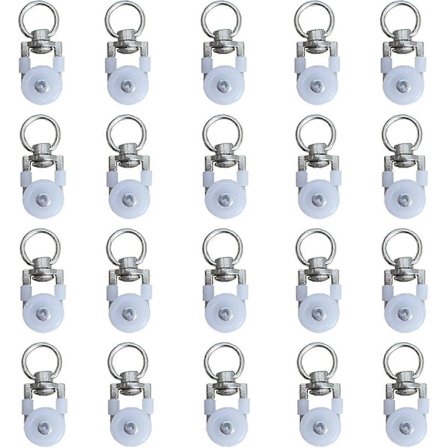 20 st Gardinskena Rullar, Skenrullar, Gardinstång Rullar Glider, Tyst Trissa, Dubbel Fönster Gardinskena Rulle Skena, för Fönster Gardin T