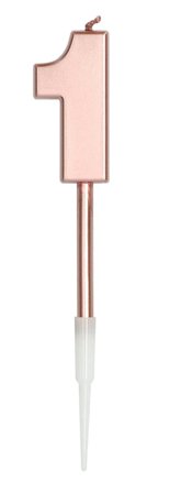 Tårtljus Roséguld Metallic 14 cm "0-9" Siffra 1 - Partyninja.se