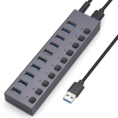 USB3.0-delare 10-ports Laddning Multi-gränssnitt Hub med Switch