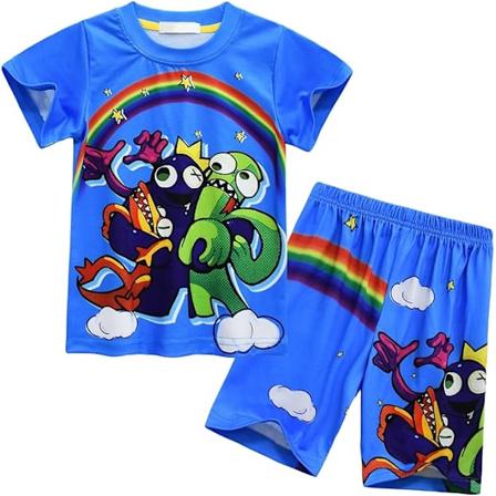 Drenge Pyjamas Sæt Regnbuer Venner Børn Kortærmet To Dele Pyjamas Størrelse 6-7 År Nattøj Til Drenge