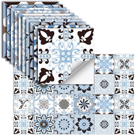 24 stk. Fliseklistremerker Selvklebende Skrell og Fest Vinyl Veggklistremerker for Kjøkken, Bad, Peis, Skapdekorasjon, HZ-29, 4x4 tommer
