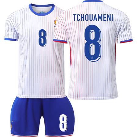 Frankrike 2024 drakt fotballdrakt UEFA Euro utgave hjem barn voksen sett nr.8 TCHOUAMENI sockless L