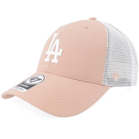 47 Brand - MLB Rouge trucker Casquette - Los Angeles Dodgers Branson Mvp Dusty Mauve/White Trucker @ Hatstore