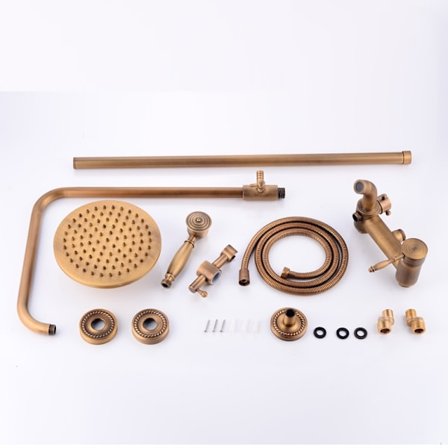 Kultainen Suihkusetti Antiikki Kupari Suihkusetti Koti Kylpyhuone Vintage Kylpyhuone Kuuma ja Kylmä Hana