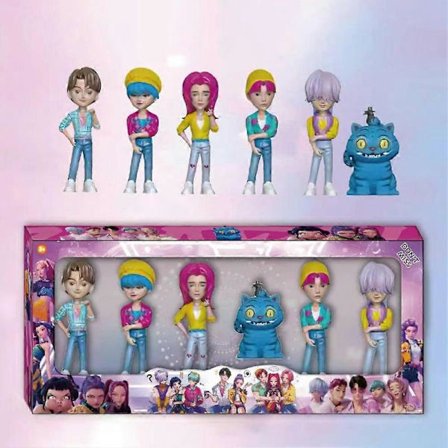 6 stk. K-POP Demon Hunters Actionfigurer - Supersøtt koreansk idol-samleobjekt dukkesett, perfekt for dukkehus-tilbehør