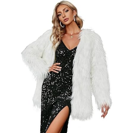 Dame Langærmet Kunstig Pels Varmt Jakke