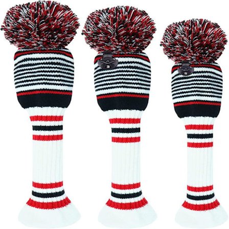 3-pak strikkede golf headcovers til driver fairway hybrid 1 3 5, hvide nummererede beskyttelser -FA-