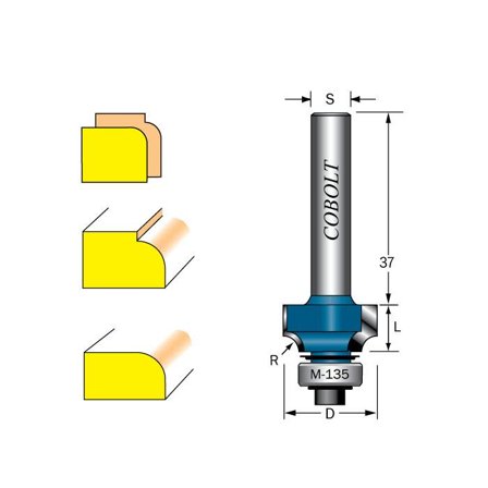Cobolt 217-030 Avrundingsfres R=3 D=19 L=9,5, Maskintilbehør & forbruk