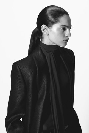 COS Women's Tailored Metallic Wool-Blend Long Coat in Black