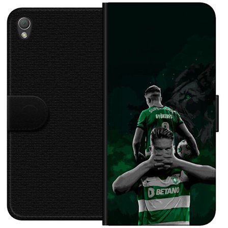 Yhteensopiva Lompakkokotelo Sony Xperia Z3 Neonmotiivi, jossa teksti "Gaming is in my DNA" sinisenä ja punaisena tiiliseinällä, jossa loistava DNA-spi