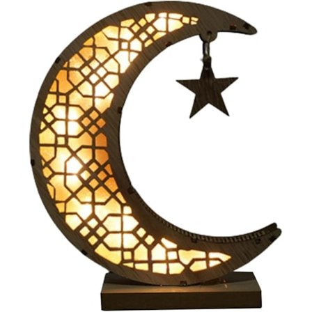 3D Puinen Ramadan-lamppu, käsintehty kuu tähti LED-valokoriste, Ramadan Mubarak -lamppukoristeet, Eid-koristeet lahja -DQ