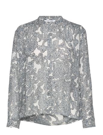 Elmy Shirt Aop 9695 Bluse Langermet Grå Samsøe Samsøe