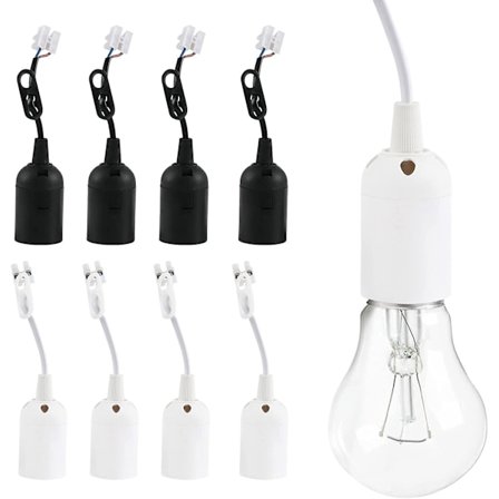 E27 Lampfästen, 8 st Lampfäste Sockel, Plast Glödlampa Bas Med Kabel