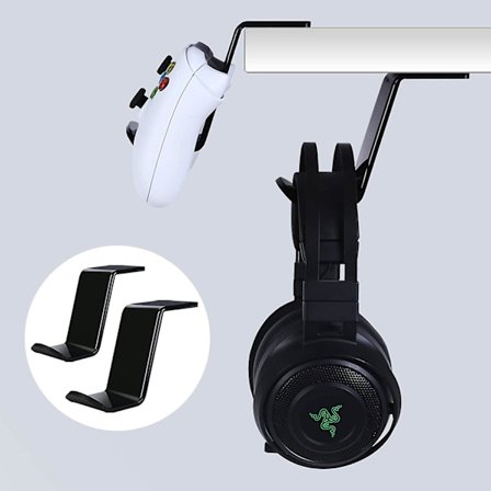 Under Desk & Desktop Controller Holder Stand (2 Pack) Til Xbox One Ps4 Ps5 Steam Switch Pc, Universal Gamepad Controller [DB]