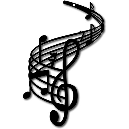 Metallväggkonst Musikalisk Not Dekor Notationskonst Diskantklav Svart