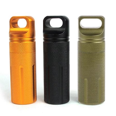 Lufttæt pillebeholderflaske i aluminiumslegering, bærbar udendørs EDC enkeltkammerkapselholder, vandtæt etui, orange